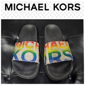 Michael Kors | Women's Multicolor Crystal Logo Slides